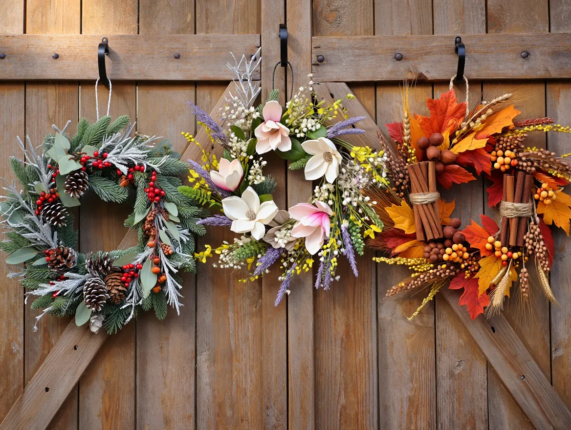 Seasonal Wreath Collection featuring winter spring and autumn designs